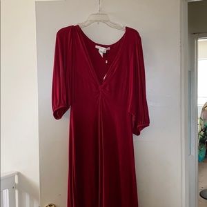 Long red evening dress.